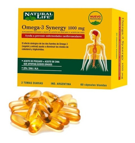 Natural Life Omega-3 Synergy Chia + Fish Oil 60 Cápsulas