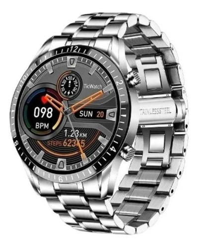 Smartwatch Lige Sport BW0220A PRO 1.3" caja de  acero inoxidable  negra, malla  plateada de  acero inoxidable