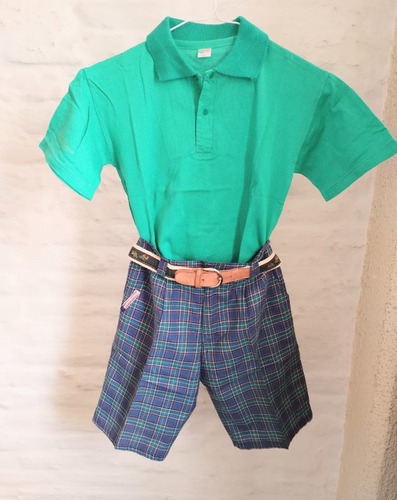 Conjunto De Bermudas, Cinto Y Chomba. Talle 10