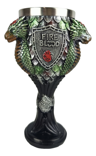 Taça 3d 180ml Dragão Game Of Thrones Resina Aço Inox