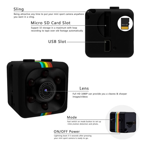 Cámara Oculta Hd 1080p Mini Cámara Espía Portátil P...