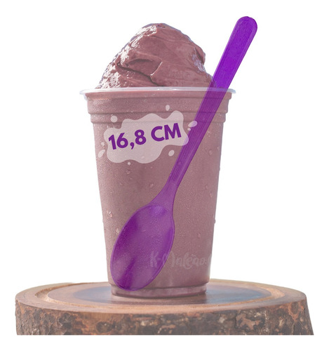 Kit 500 Colher Cabo Longo Roxa Para Açaí Sorvetes Reforçadas