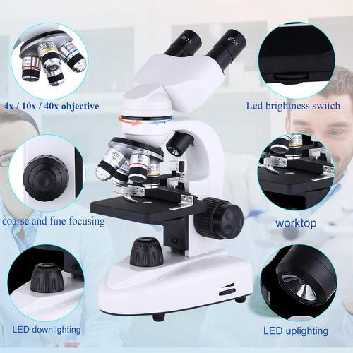 Microscopio Profesional 40x-2500x Con Led Dual