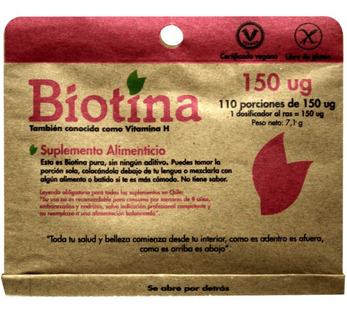 2 X Biotina Pura 110 Porciones Caida Del Cabello Uña Piel