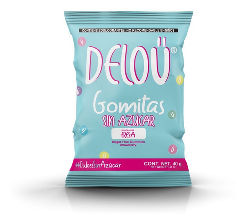 Gomitas Deloü Sin Azucar / 100% Naturales / Fresa / 10 Packs