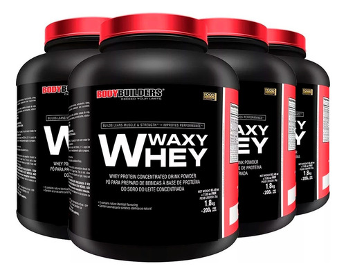 Combo 4x Whey Protein Waxy Whey 2kg - Bodybuilders Sabor Chocolate