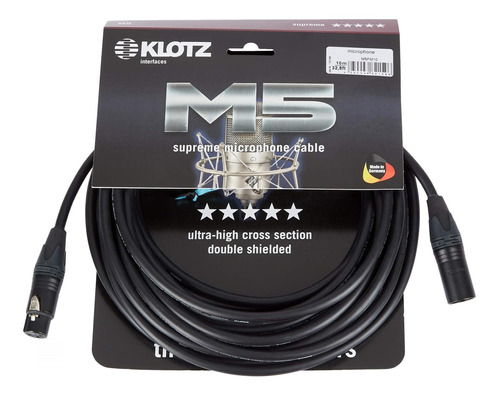 Imagen 1 de 3 de Cable De Micrófono Xlr Klotz M5fm10 10 Mts Negro