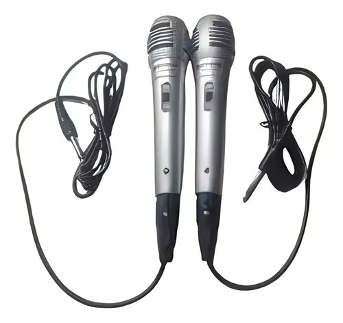 Kit Microfono Alambrico Doble Profesional Dinamico Karaoke