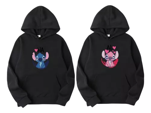 Sudadera Parejas Lilo Stitch Rosa Angel Novios Enamorados en venta