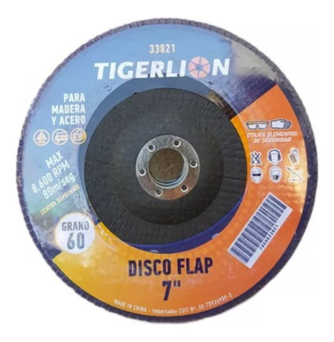 Disco Flap Amoladora 7'' 178mm Grano 60 Metal Madera Xz Fca