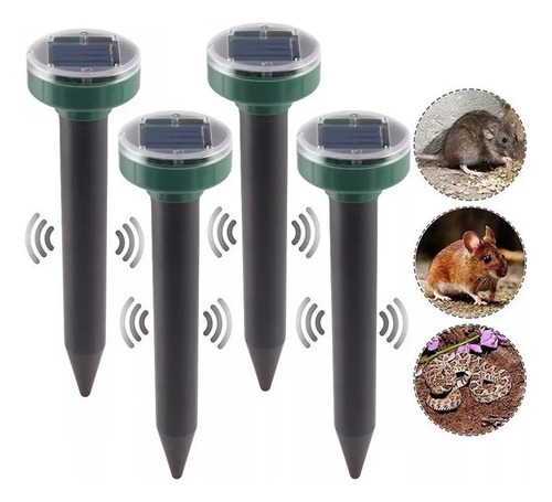 4pcs Solar Mole Repeller Sonic Gopher Ground Stake Repellent