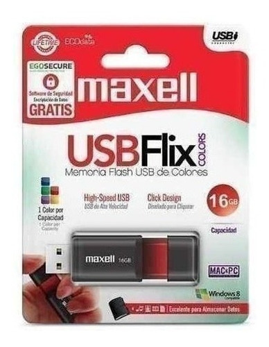 Imagen 1 de 1 de Pendrive Maxell 16gb Retráctil Flix Usb 2.0 / Superstore