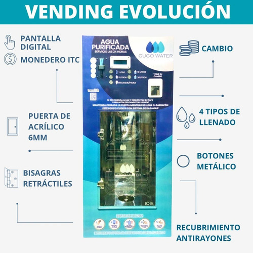 El Mejor Vending Ventana Despacho Agua Purificada Evolucion