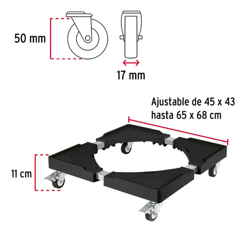 Base Con Ruedas Ajustable Para Lavadora Y Refrigerador