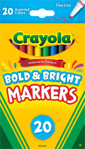 Crayola 20 Marcadores Clásicos De Punta Fina Surtidos