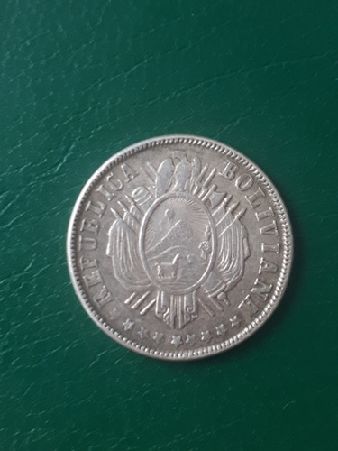 Bolivia 1876 Fe 20 Centavos Plata Excelente Estado (Usado)