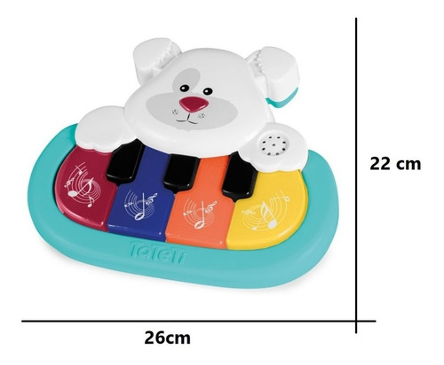 Teclado Piano Musical Pets Com Som Luz Tateti Brinquedo BebĂȘ