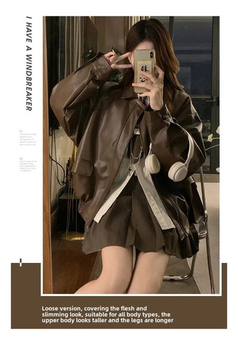 Chaqueta De Béisbol De Piel Sintética Para Mujer, Estilo Retro Americano