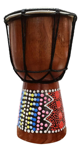 Tambor Djembe Pintado A Mano Multicolor Aborigine Con Pat