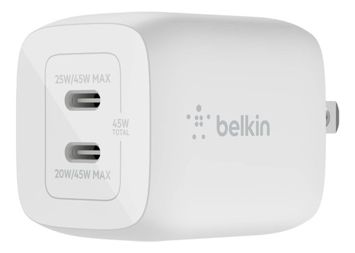 Cargador Pared Belkin Doble Puerto Usb C 45w