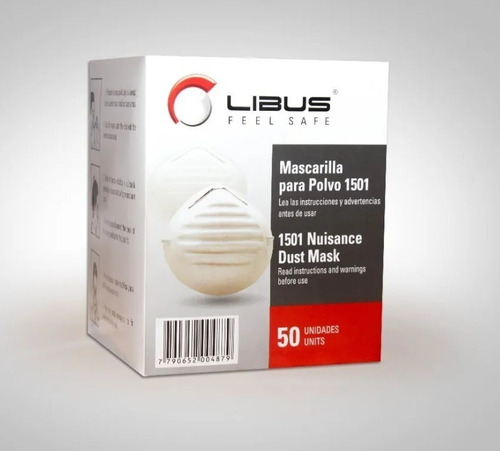 Barbijo Mascarilla Descartable Libus 1501 Polvo 50 Unidades