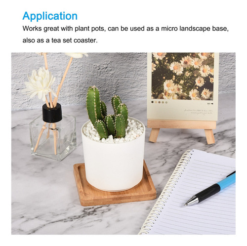 3 Base Maceta Cuadrada 5.12 BambĂș Flor Planta Color Madera