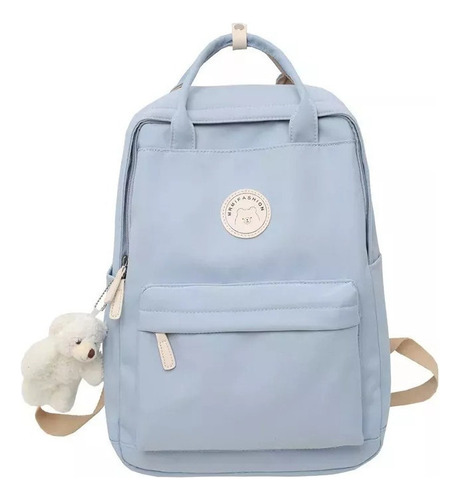 A Mochila Kawaii Aesthetic Para Mujer, Diseño De Oso, Color Azul