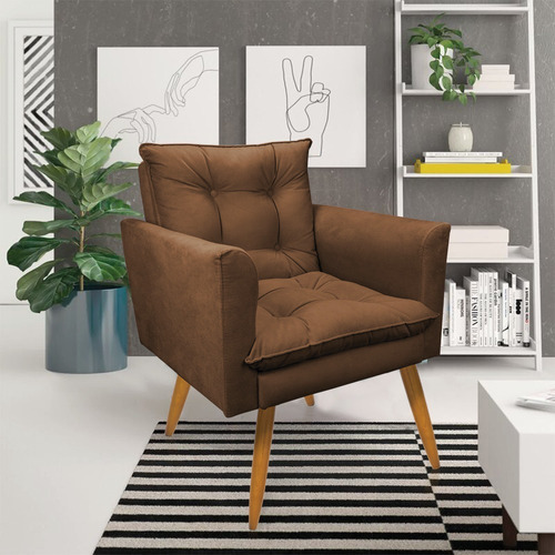 Juego de 2 sillones Olivia Suede Brown con patas traseras - Pallazio