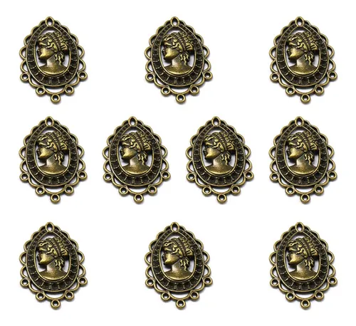 10pcs Aleación Vintage Belleza Head Colgantes Moda Diy Abalo 10pcs Aleación Vintage Belleza Head Colgantes Moda Diy Abalo