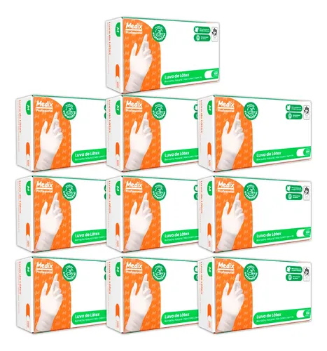 10 Caixas Luva Látex Sem Pó Medix Profissional Com 100 Un