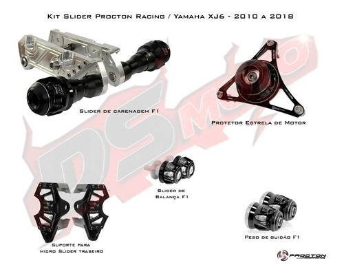 Kit Slider F1 Procton Racing - Yamaha Xj6 N F - 4 Itens