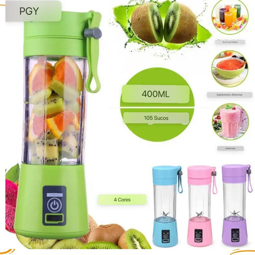 Mini Liquidificador Portátil Mixer Usb Academia Recarregável Cor Verde 110V/220V