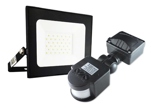 Foco Proyector De Area Reflector Led 30w + Sensor Movimiento