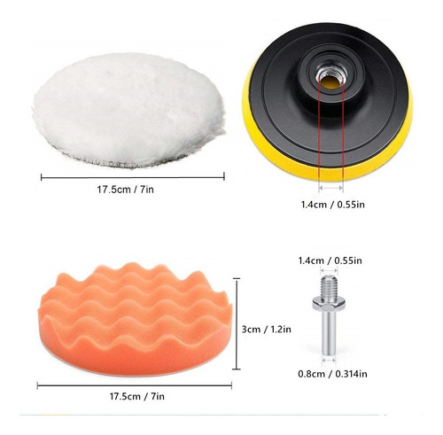 Imagen 3 de 8 de Kit De Esponjas De Pulido Extragrandes 7 Pulgadas 7 Pzs.