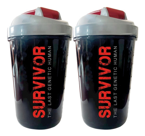 2 Vasos Shaker Black Survivor Genetic 600ml Batido Sin Grumo