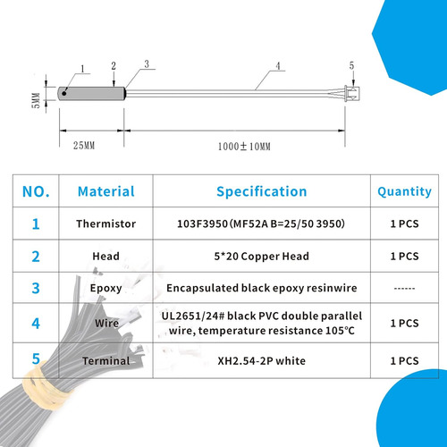 Sonda De Sensor De Temperatura De Termistor Ntc De 10 K, 395