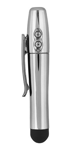 Apuntador Láser Con Goma Touch , Luz Y Clip Incluye Bateria Láser Plateado