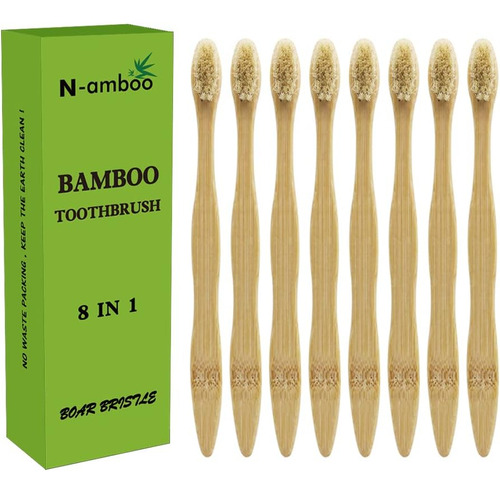 N-amboo Cepillo De Dientes De Bambú Cerdas De Jabalí 100% Bi