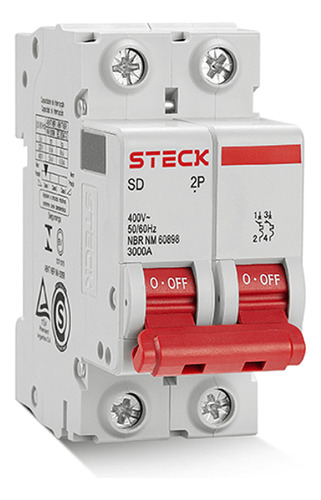 Disjuntor Bipolar 2p Steck 63 Amperes Curva C