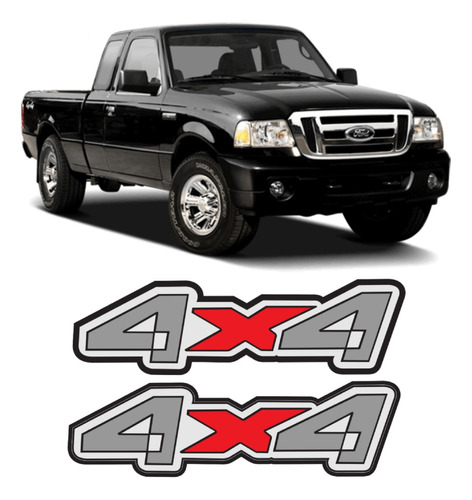 Emblema Adesivo 4x4 Ford Ranger 2005 Preta Par 4405pt