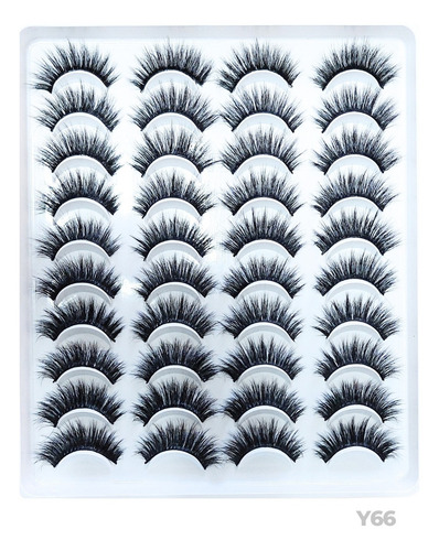 Pestañas Clásicas Mink Sintético 20 Pares Resistente Color Y66 Largo 15 mm Tipo de curvatura C