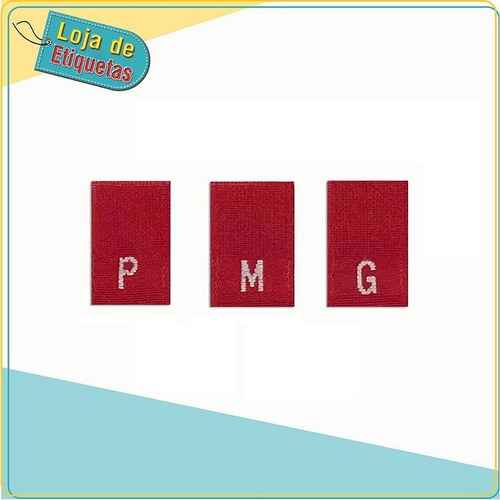 Imagem 1 de 3 de Kit Etiquetas Manequim P, M E G Fundo Vermelho(100pçs Cada)