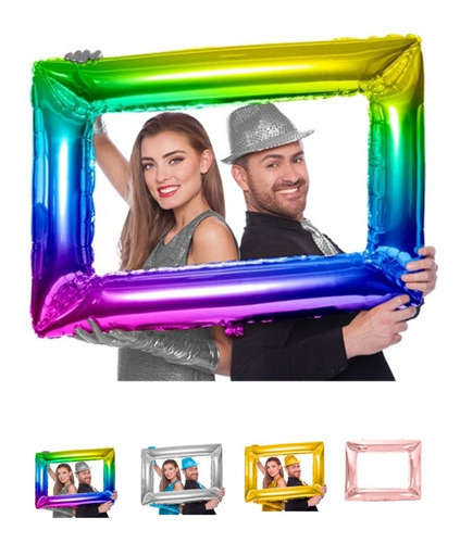Imagen 1 de 2 de Recuadro Selfie Globo Metalizado Cuadro Selfi Rosa Dorado Mu Color Multicolor
