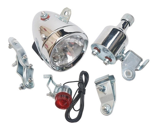 Kit Farol Dínamo Monark 12v 6w+farol Tipo Dínamo Led Cromado