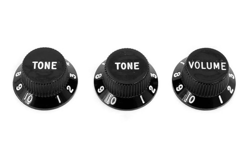 Jogo Knob 2 Tone 1 Volume Guitarra Stratocaster Knobs Preto