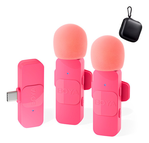 Microfone Lapela Boya By-v20 P/iPhone 15/android Rosa + Bag
