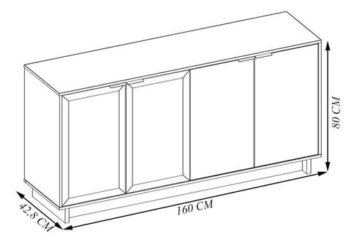 Buffet Aparador Decorativo 160cm Gunga G73 - Gran Belo Cor NOCE/PRETO
