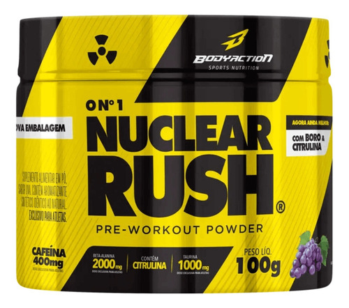 Nuclear Rush - 2000mg Beta Alanina - Bodyaction Sabor Uva