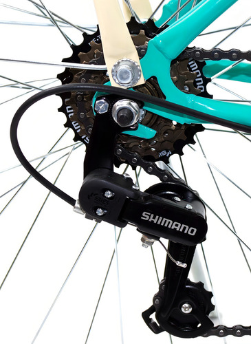 Bicicleta Aro 26 Beach Feminina Shimano 6 Velocidade Cor aniz