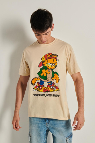 Camiseta Manga Corta Beige De Garfield